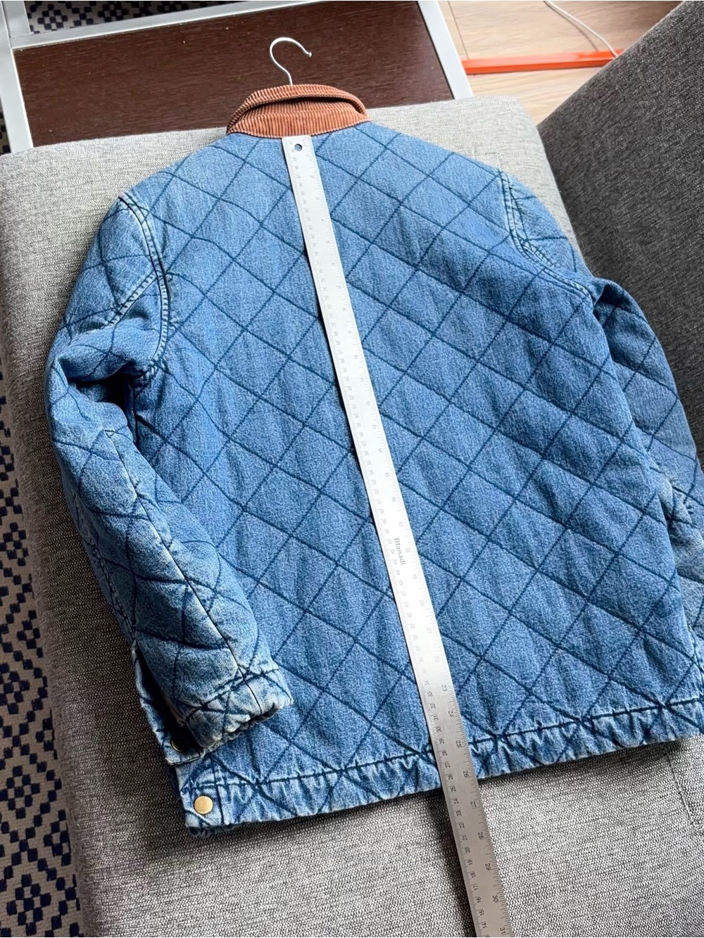Vintage Lauren Ralph Lauren Quilted Denim Barn Coat Size P Corduroy Chore Lined - Picture 12 of 14